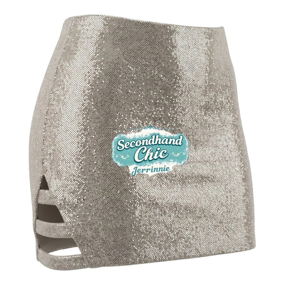 Express Metallic Silver Strappy Side‎ Cutout Mini Skirt Size XL.